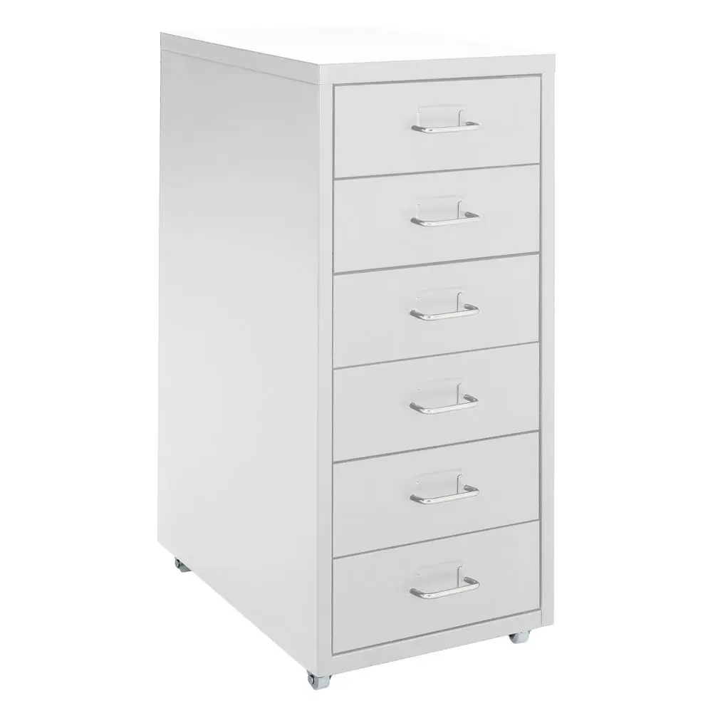 Office Metal Vertical File Cabinet with 6 Drawers on Wheels Storage Cabinet Bedroom Office Study Furniture