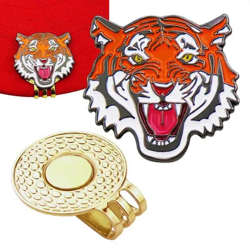 Golf Hat Mark Unique Tiger Design Ball Hat Clip Marker Magnetic Removable Golf Ball Position Mark Accessories Golfer Gifts