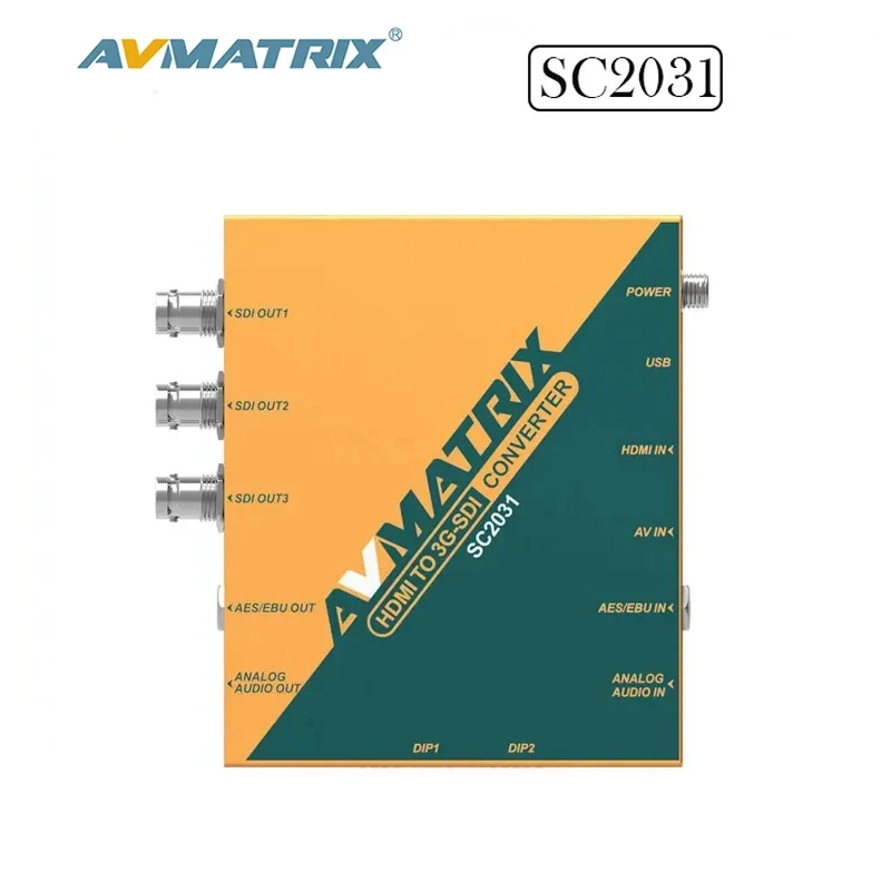 

AVMATRIX SC2031 HDMI to 3G-SDI Scaling Converter Triple Parallel SDI Outputs Audio Embedding With DIP Switches Control