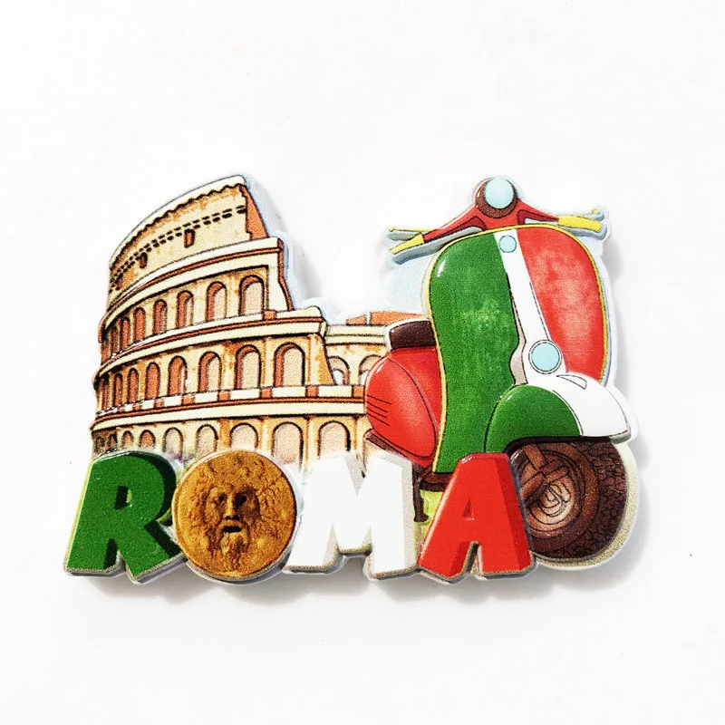 

Fridge Magnet Landscape Roman Electric Car Creative Resin Decoration Crafts Tourism Souvenir Message Sticker