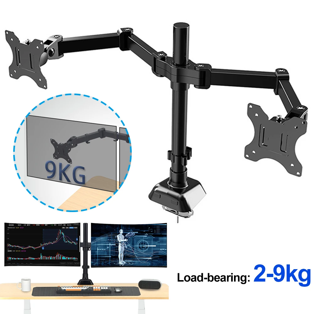 Full Motion Dual Monitor Desktop Stand Suporte de 360 Graus Base de Fixação Braço de Montagem do Monitor Lcd para Tela de Computador 1732