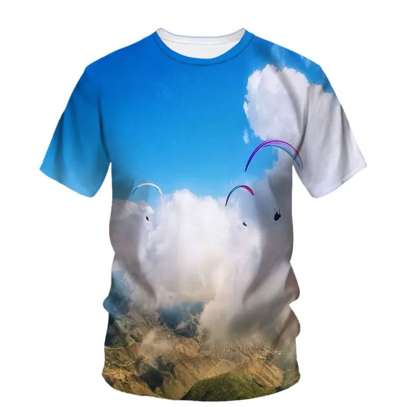 

3D Outdoor Exercise Paragliding Printed T Shirt For Men Kid Streetwear Sports Short Sleeves Harajuku Gym Tee Shirts Cool Clothes