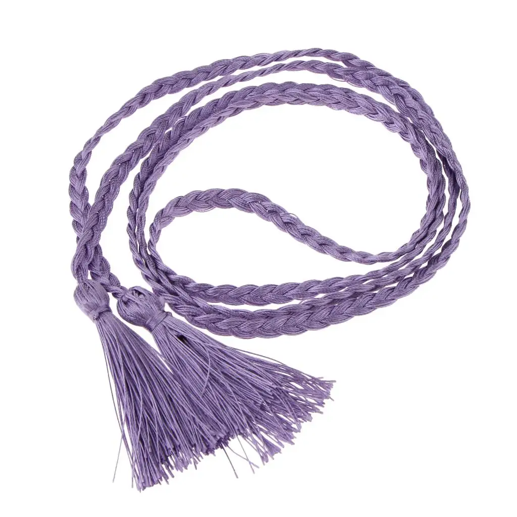 2xWomen Girl Tassel Long Hair Band Rope Ring Ties Hair Accessories Purple