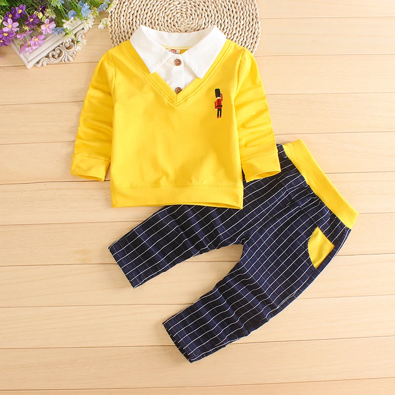 IENENS Autumn Children's Sets Boy Long Sleeves Outfits Clothing Kids Baby Boys Casual Outfit Suits Clothes T-shirt + Trousers
