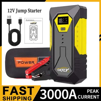 GKFLY 3000A/4000A Avviamento di emergenza per auto Accumulatori e caricabatterie di riserva portatile Batteria per auto Booster 12V Dispositivo di avviamento per benzina 6.0L Diesel 5.0L