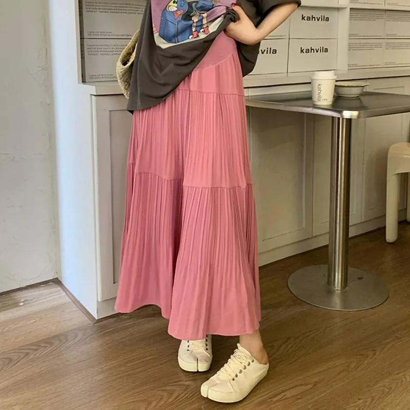 Summer Fashion Pleated A Line Maternity Long Skirts Warm Loose Belly Clothes for Pregnant Women Casual Pregnancy