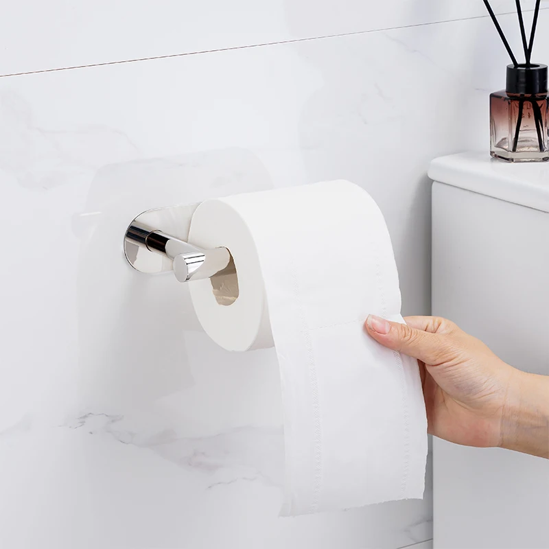 Bathroom hardware set YCRAYS No Drilling Chrome Bathroom Accessories Sets Toilet Tissue Roll Paper Holder Towel Rack Bar Rail Ring Robe Hook Hardware