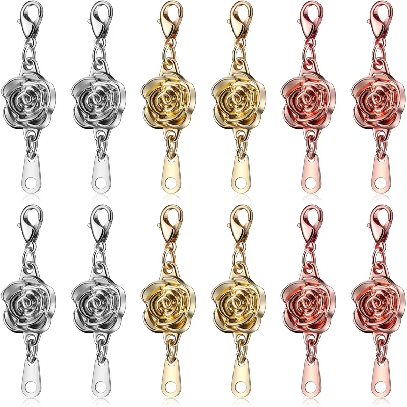 

12Pcs Locking Magnetic Clasps Rose Jewelry Magnetic Clasp Converter Chain Extenders For Jewelry Necklace Bracelet