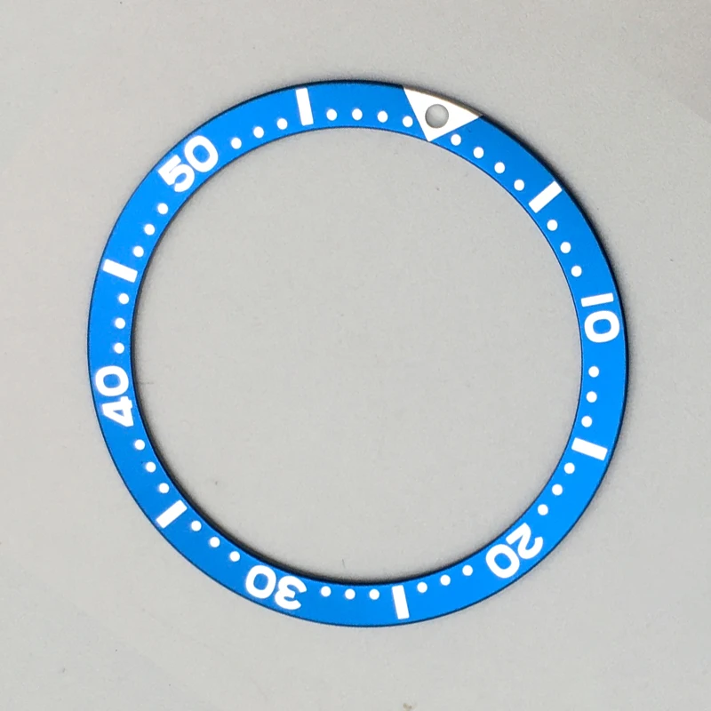 Mod SKX007 Uhrenlünetteneinsatz, passend für SKX007 SKX009 SKX171 SRPD Uhrengehäuse, blauer Stil, zweifarbiger Lünetteneinsatz, Durchmesser 38 mm x 31,5 mm – Detail 6
