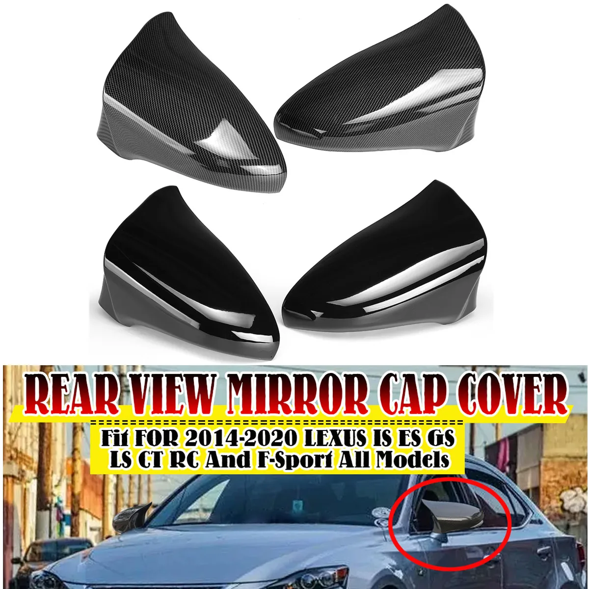 PairRearviewMirrorCoverWingSideMirrorCapForLexusIS200IS250