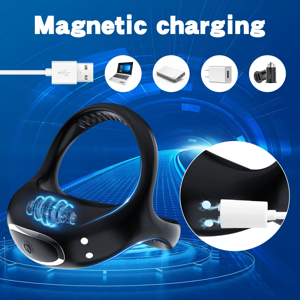 Bluetooth Wireless Remote Control Vibrating Cock Ring Delayed Ejaculation Penis Ring Vibrator Adults Sex Toy for Men Masturbator