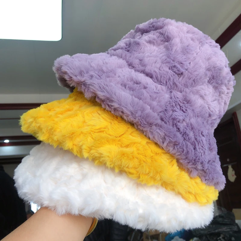 Furry Cats Ear Bucket Hat - Plush Winter Fisherman Cap For Women & Girls, Soft & Warm For Outdoor Activities