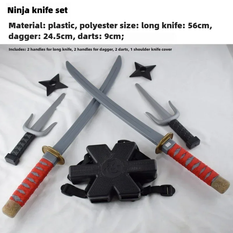 1: 1 Ninja Set Halloween Children's Japanese Samurai Cosplay Toys Knife Set Dart Toy Model Gifts Collection Bizarre Toys