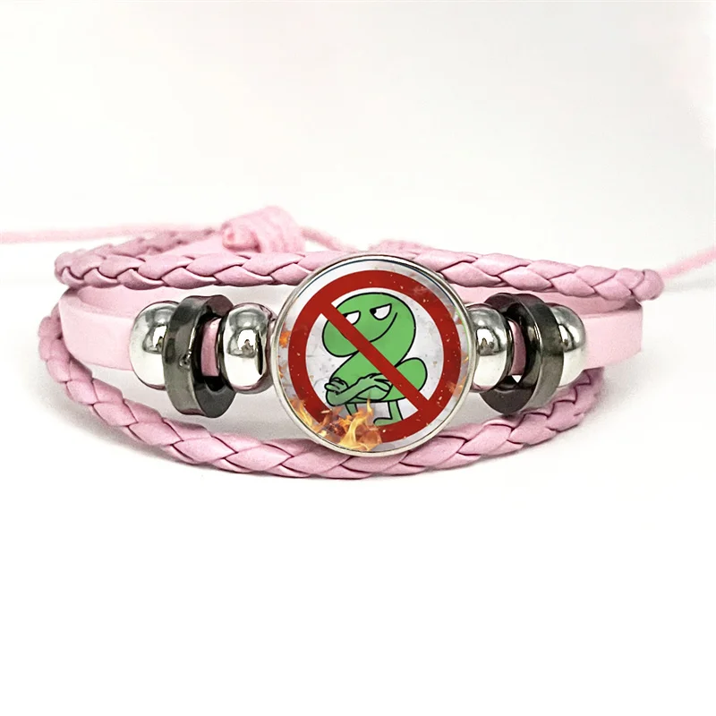 Style Funny Bfb X And Four,Pink Leather Bracelet Glass Cabochon Button Multilayer Bangles Wristband Gift 6