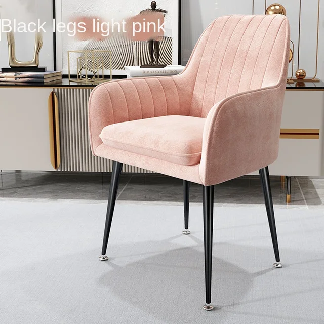 Nordic Ins Chair Home Internet Celebrity Makeup Dressing Table Stool Backrest Girly Bedroom Simple Manicure Light Luxury Chair Light pink A Black