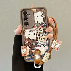 3D Cartoon Puppy Hand Strap Phone Case - Galaxy A56 - 5G (Gou - Brown)