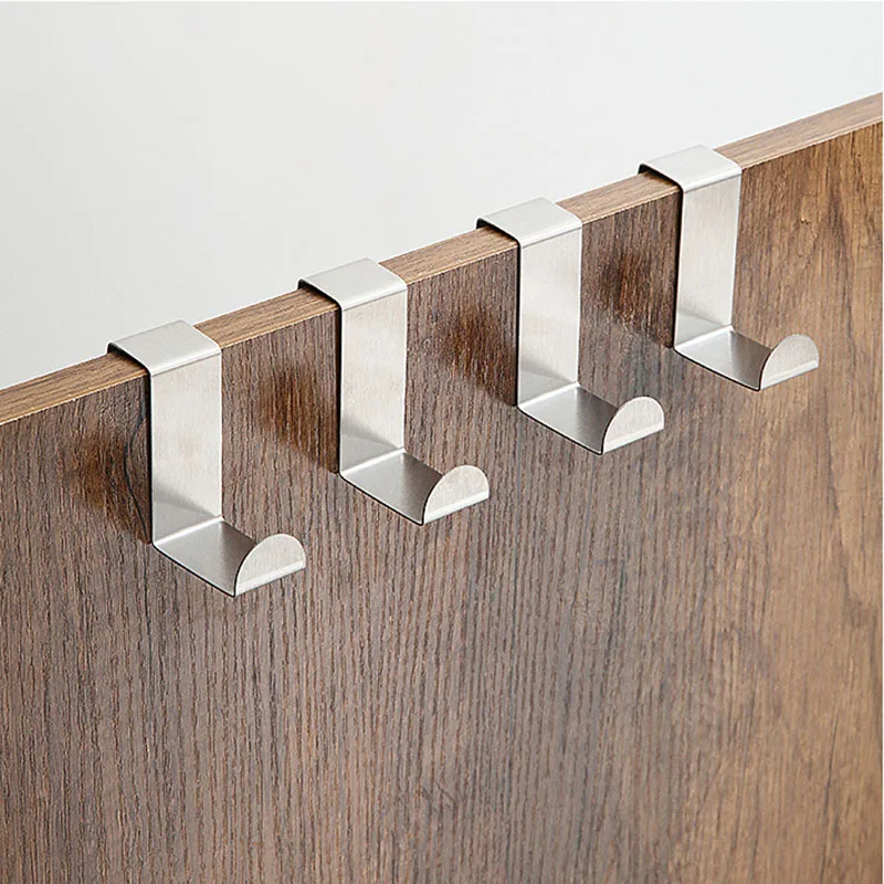 Door Hanger Hook Stainless Steel Kitchen Cabinet Pull Over Door Hook Clothes Bedroom Bathroom Hanger Holder Multi Hook