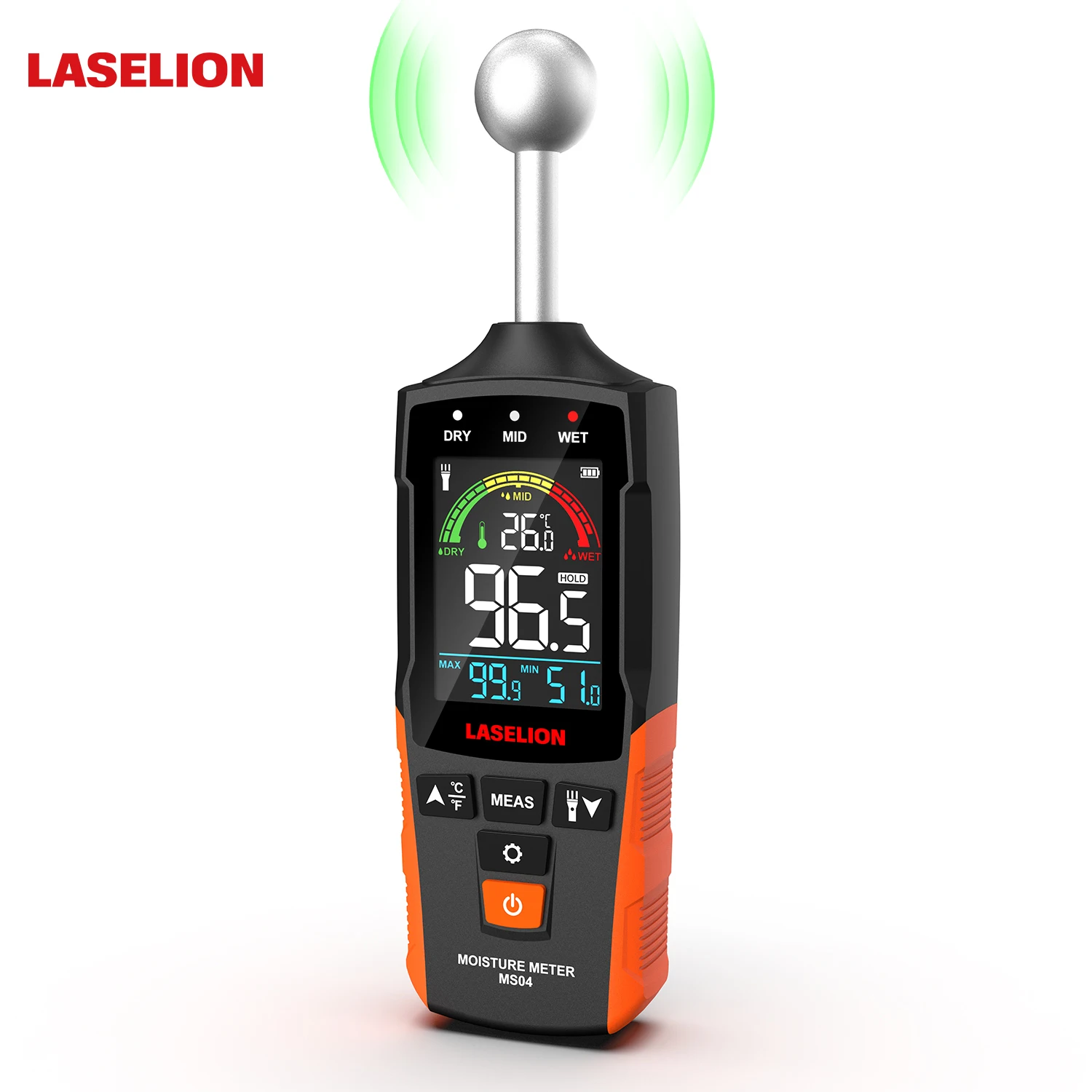 Inductive Timber Damp Detector Full Angle Pinless Wall Material Wood Moisture Meter for Drywall Humidity Hygrometer Laselion wood moisture meter