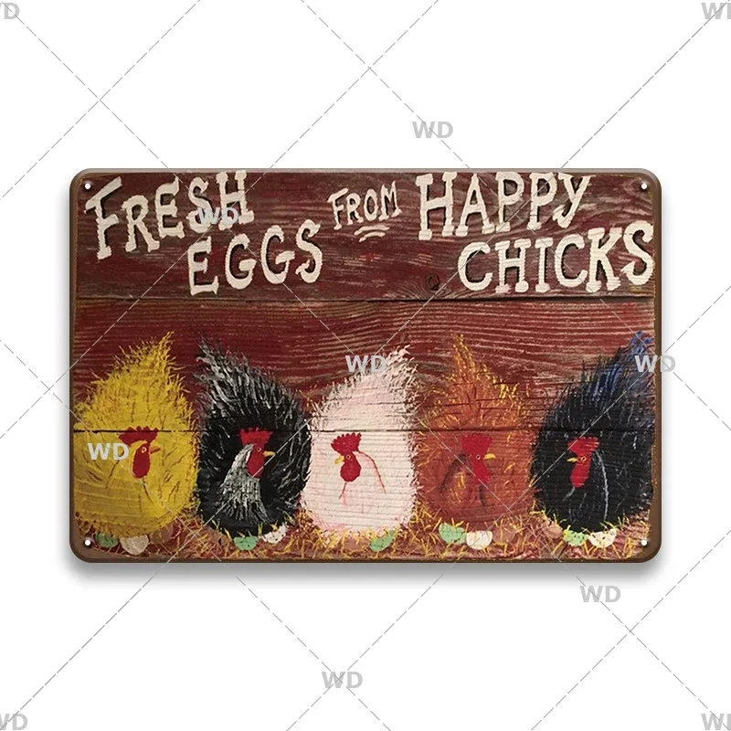 Plaque Métal Vintage 20x30 Cm - Déco Poulailler Ou Ferme, Message Humoristique, Fixation Par Vis Ou Colle
