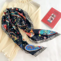 90*90Cm Square Scarf Twill Silk Feeling Women Head Shawls and Wraps Luxury Hair Tree Print Neck Scarves Hijab Bandana Pashmina - Image 2