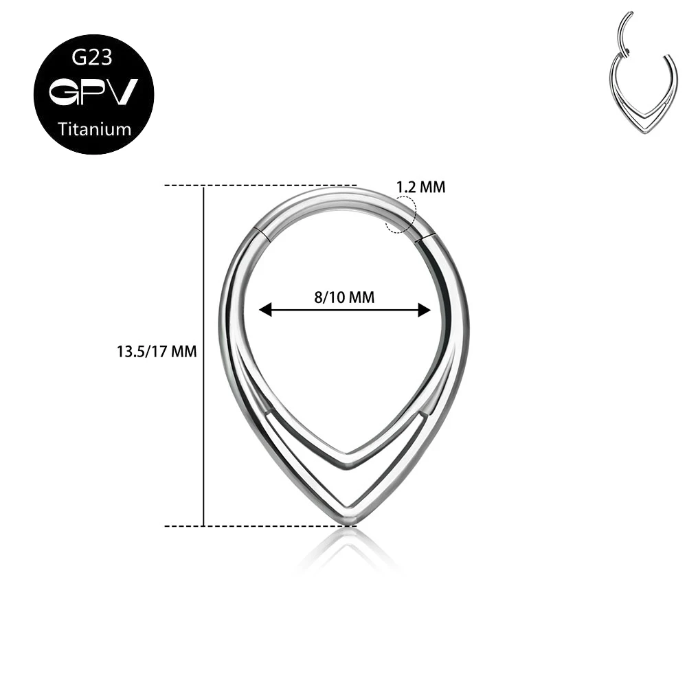 Nose Rings Piercing Jewelry Body Piercing Earrings Ear Piercing Jewelry Body Piercing Jewelry Body Jewelry G23 F136 Titanium Droplet Shaped Nasal Septum Ring Vacuum Gold-Plated Nose Ring Men's And Women's Perforated Jewelry Earrings