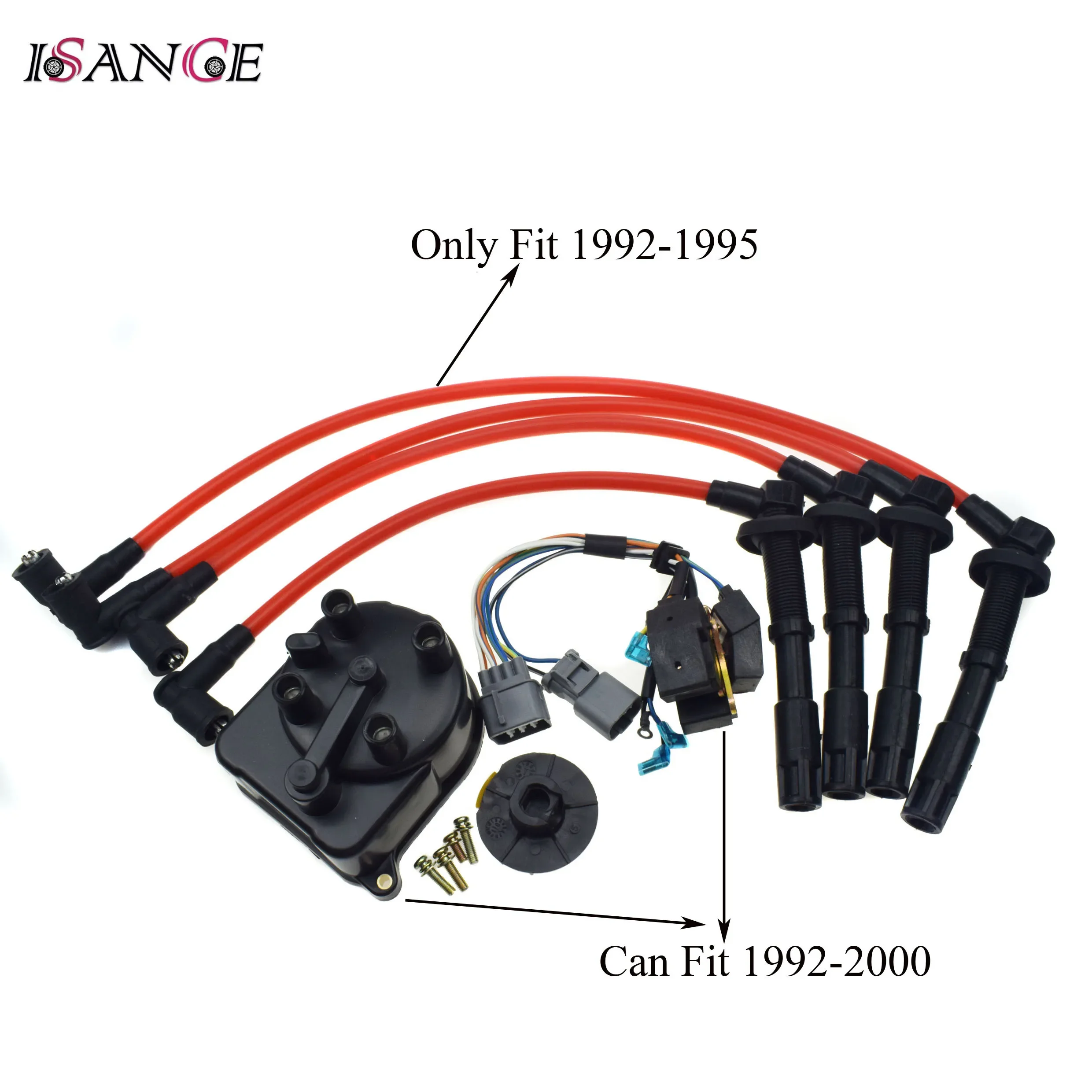Ignition Distributor Cap Motor & Wires Cables & Harness Plug For Honda Civic del Sol 1.5L 1.6L 1992-1995 Civic 1.6L 1992-2000