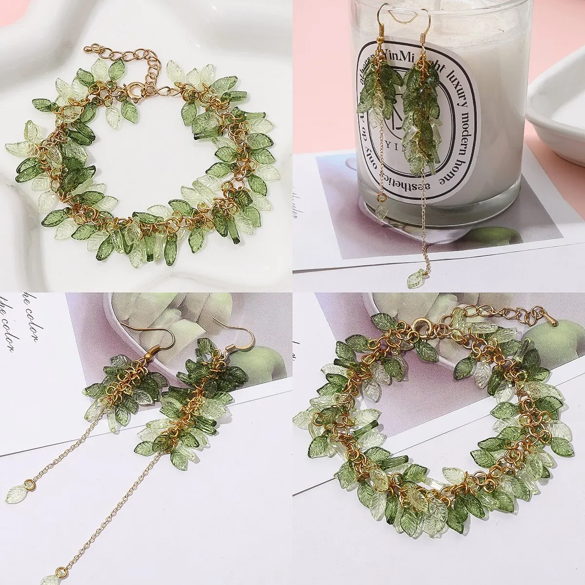 100 stücke Acryl Mini Kleine Baum Blatt Hand Perlen DIY Handgemachte Halskette Ohrringe Lose Perlen Getrennt Perlen Schmuck Zubehör Mater – Detail 10
