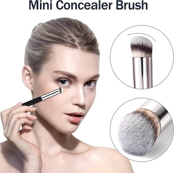 Pennello per correttore per fondotinta da 1/2/5 pezzi, pennelli per fard per contorno premium, pennello per trucco viso denso e impeccabile sotto gli occhi per sfumare