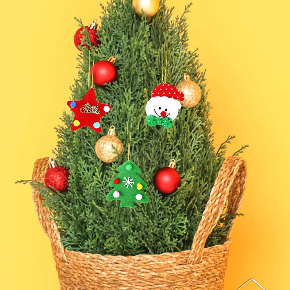 5 Stück Weihnachtsschmuck Cartoon Weihnachtsmann ELCH Schneemann Weihnachtsbaum hängende Anhänger DIY Handwerk für Weihnachten Home Party Dekoration – Detail 9