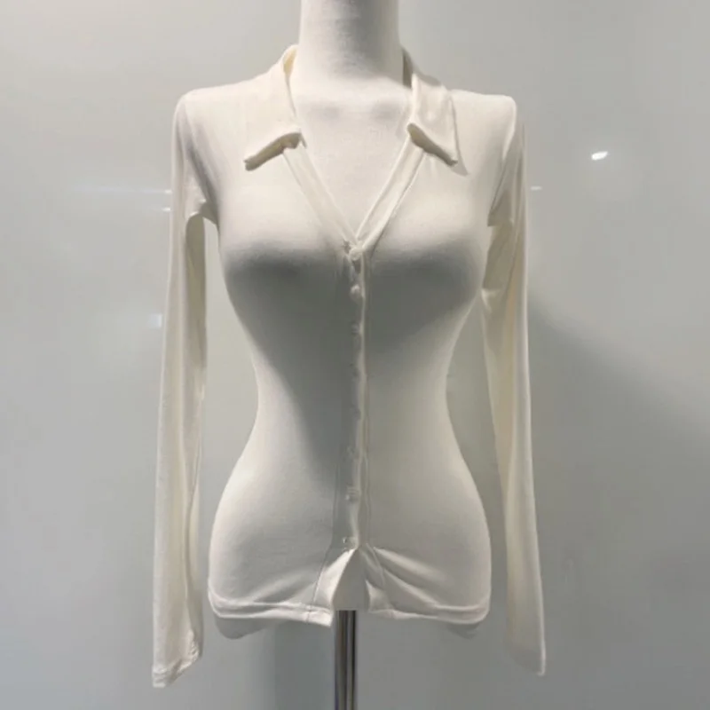 Sexy Long Sve Bodycon T-irt Dongda Gate New Sle Women's Faion ow Chest Size Cardigan Korean Sle Commute Wind