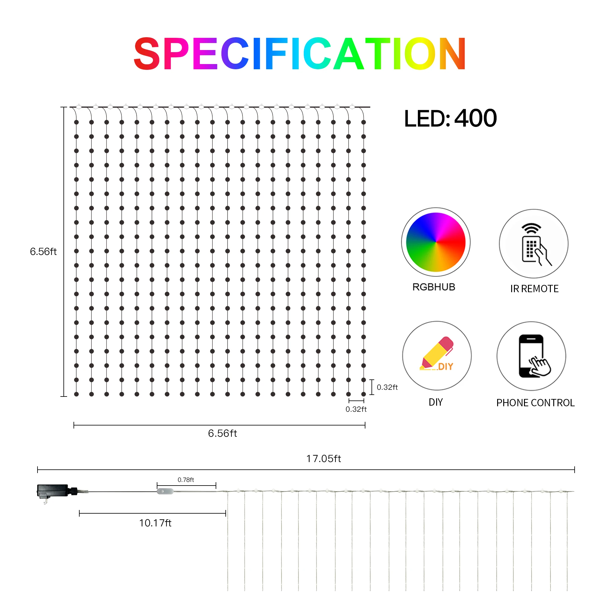 400 LED 커튼 조명, DIY 지능형 제어 요정 스트링 조명, 방 크리스마스 웨딩 장식 조명, 2m x 2m