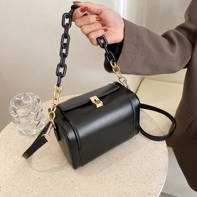 

Fashion Vintage Women's Shoulder Bag 2021 New Pu Leather Luxury Design Crossbody Bags for Woman Trend Chain Handbag
