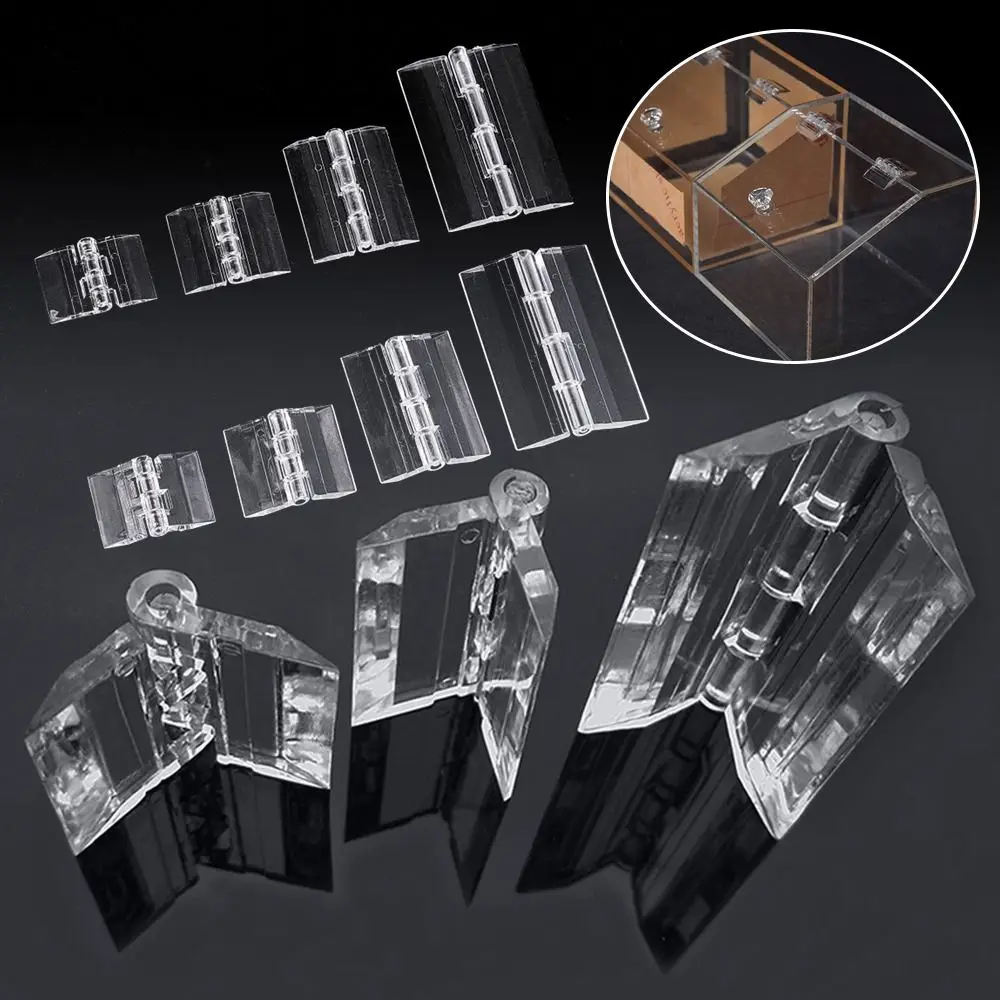 Description Picture 2 of item2Pcs Transparent Plastic Folding Hinges Durable Clear Acrylic Hinge Tools Cabinet Hardware Furniture Cabinet Door Hinges