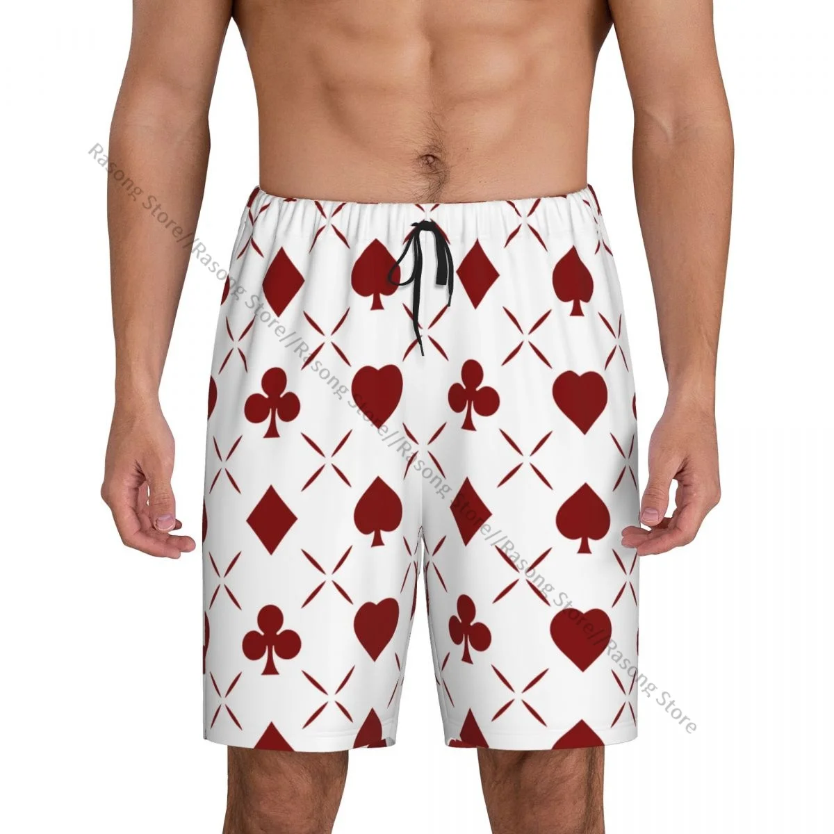 

Men Casual Home Nightwear Pajamas Shorts Poker Hearts Clubs Spades Diamonds Pyjamas Sleep Bottoms Short Pants Lounge Homewear