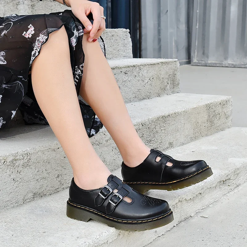 Fashion Shoes for Women British Style Mary Janes Leather Low-Top Women's Shoes Comfortable Casual Sneakers Elegant Footwear