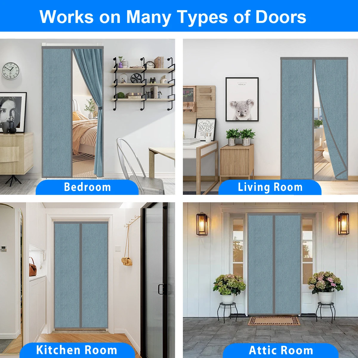 Magnetic Heat Insulating Auto Close Privacy Door Curtain Window Insulation Kit blackout curtains
