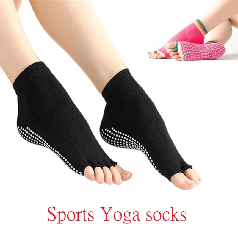 Women Fitness Yoga Socks Half Toe Ballet Dance Gym Sports Pilates Socks Non-slip Grip Comfortable Breathable Woman Sports yoga socks