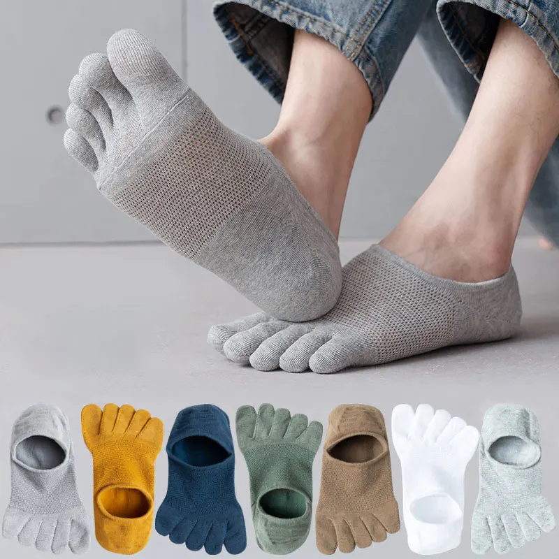 Man Fashion Slipper Toe Socks Mesh Hollow Invisible Sweat absorbing ...