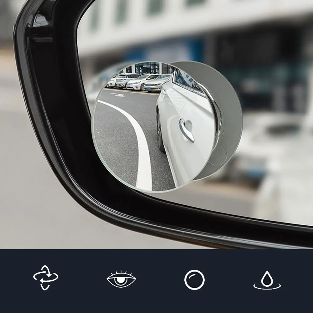 Car Wide Angle Auxiliary Rear View Convex Mirror 360 Degree Blind Spot Mirror Rotating Suction Cup Auxiliary Small Round Mirror