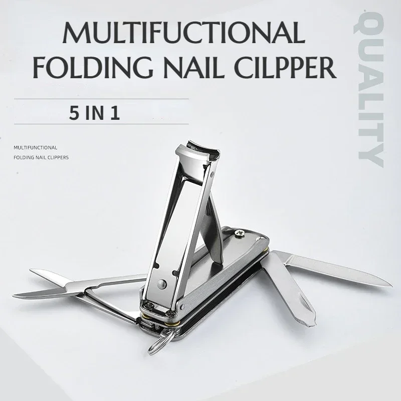 Nail Clipper Nail Clippers Stainless Steel Multifunctional Folding Nail Clipper with Scissors Knife Nail File Screwdriver 5-in-1 Tool