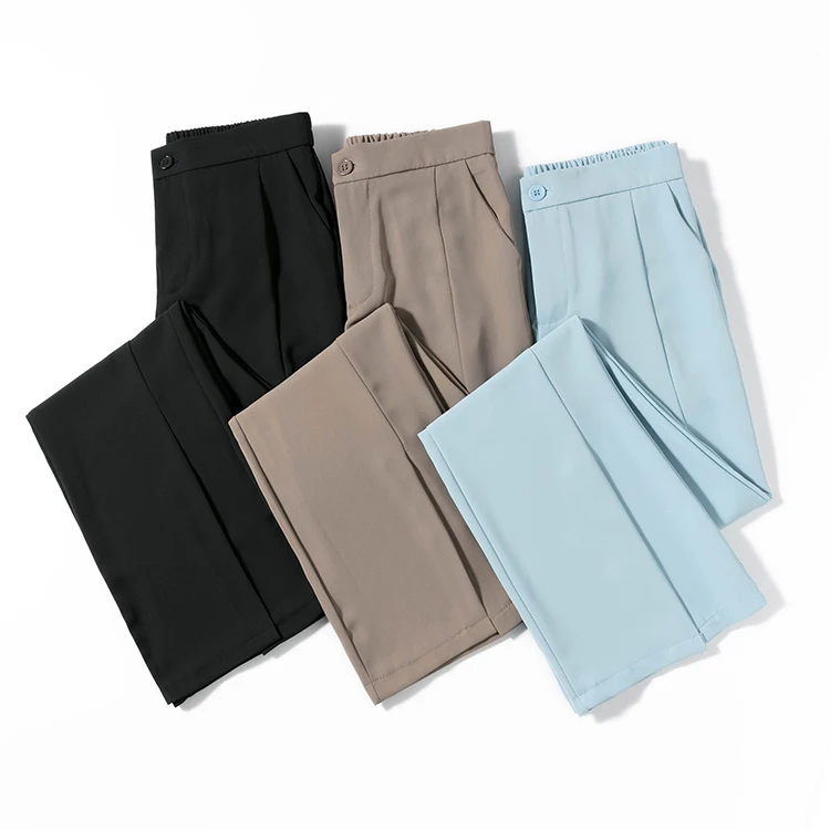 champion sweatpants Elegant Split Women Trousers Korean Fashion Casual Office Lady Khaki Black Flare Pants Female High Waist Long Trousers Size S-XL cigarette pants