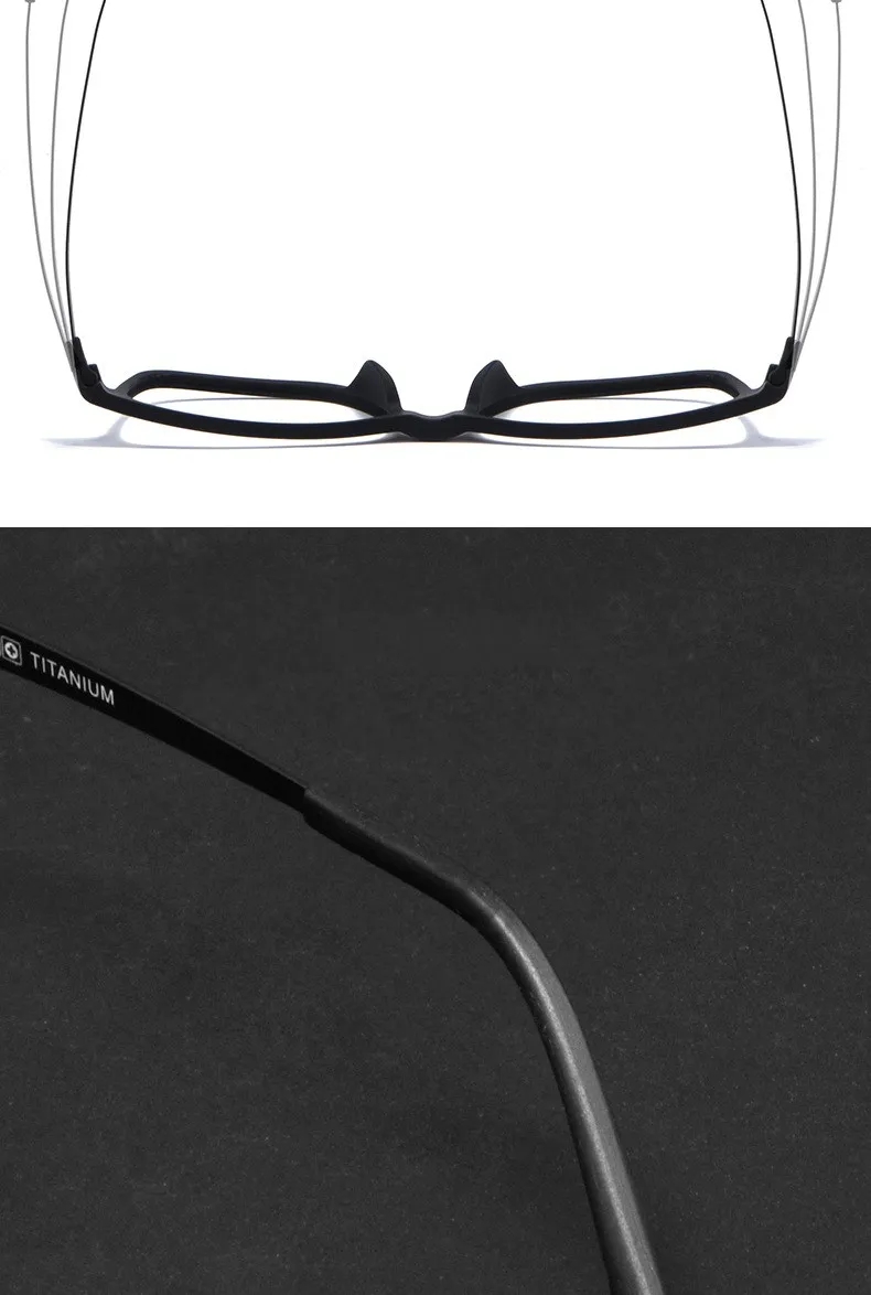 Hochwertige, ultraleichte, quadratische, bequeme, große Brille aus reinem Titan, modisches optisches Brillengestell für Herren – Detail 5