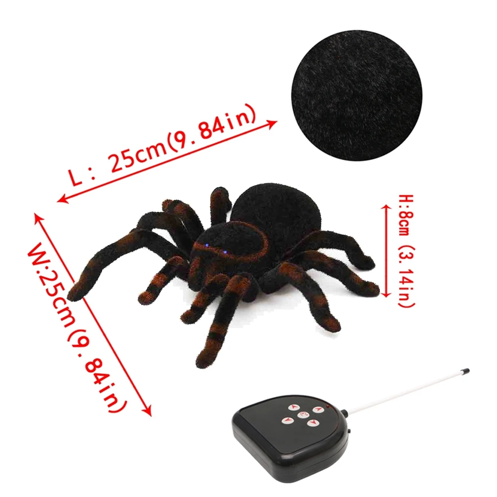 RC Spider Eye Shine Halloween Simulation Scary Plush Creepy Tarantula Remote Control Tricky Cockroach Soft Prank Lizard Kid Toy 5