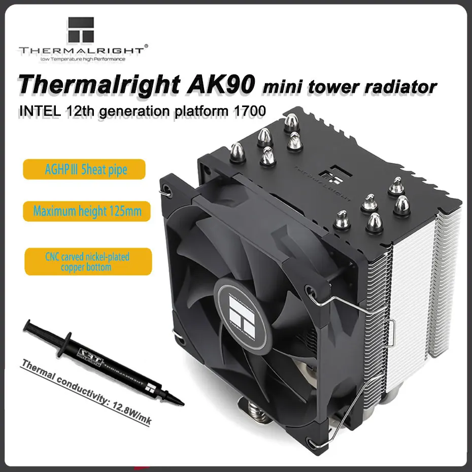 Thermalright Ak90 5 Heat Pipe Cpu Cooler 92Mm Fan Pwm 125Mm High Mini Tower Dissipatore Di Calore Per Intel Lga1700 115X 1200 Amd Am4