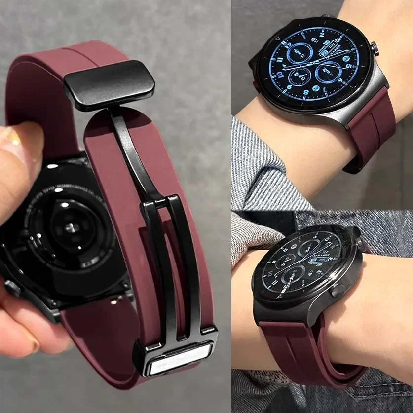 Magnetic Silicone Watch Strap, 20mm 22mm, Versatile Design