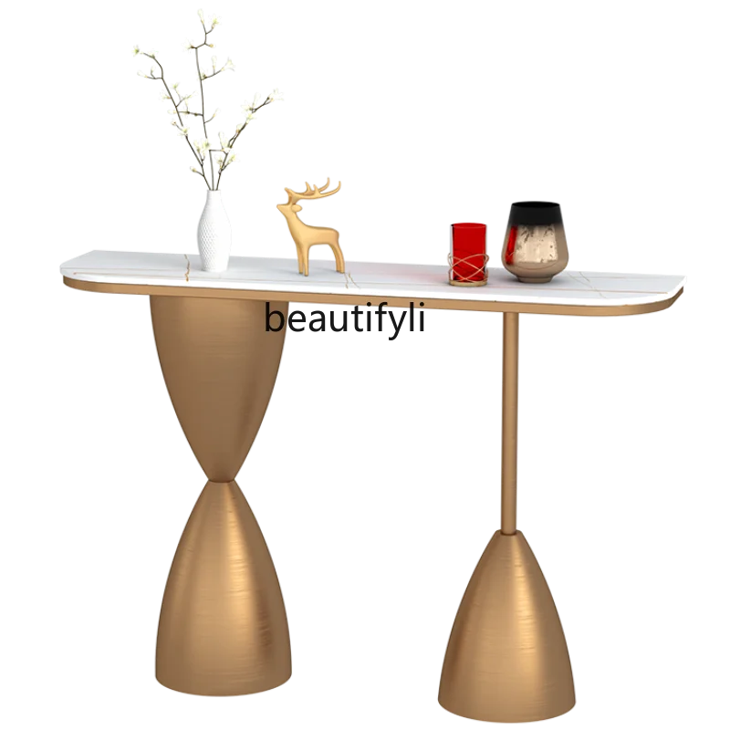 

LBX Stone Plate Console Tables Modern Minimalist Iron Table Entry Door Creative Personalized Living Room Square Table