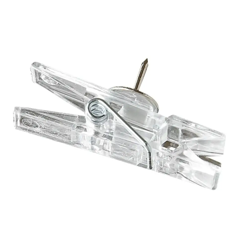 20개/박스 미니 투명 클립 푸시핀, 창의적인 플라스틱 푸시핀(클립 포함), 재사용 가능하고 튼튼한 썸 탭