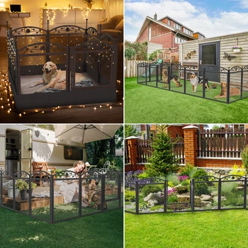 Dog Playpen Fence Detachable Play Pen Exercise Puppy Kennel Cage Dogs Supplies Dog Fences 8 Panels with Waterproof Fertility Pad 5
