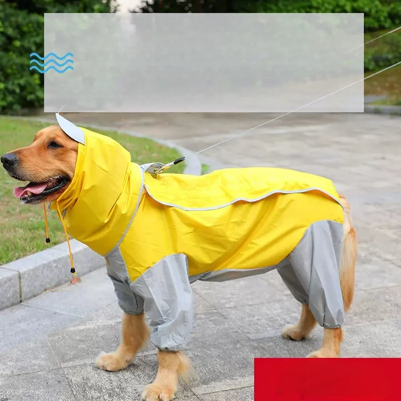 

Big Dog Raincoat Four legged Waterproof Big Dog Golden Hair Labrador Dog Clothes All Inclusive Medium Dog Pet Raincoat