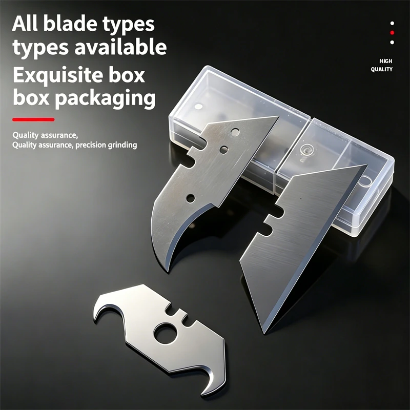 10개/세트 날카로운 사다리꼴 접이식 칼날 유틸리티 예비 부품 포켓형 DIY 나이프 칼날 커터 도구 교체품